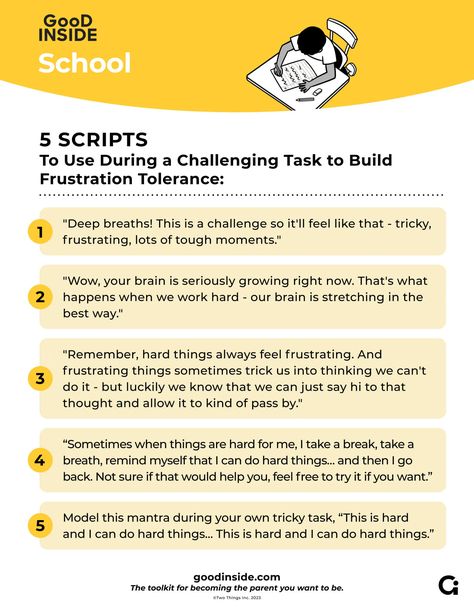 Scripts to Use During a Challenging Task to Build Frustration Tolerance Frustration Tolerance, Just Saying Hi, Behavior Modification, Do Something, Something New, Work Hard, Something To Do, Good Things, In This Moment