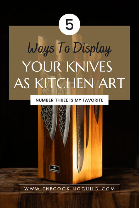 Turn your kitchen knives into a display of art with these 5 creative ideas. Make your kitchen both functional and stylish! 

#KitchenArt #KnifeDisplay #CookingGuild Kitchen Knife Display, Knife Display Ideas, Knife Display, Dynasty Series, Fillet Knife, Knife Sharpening, Kitchen Art, Conversation Starters, 5 Ways