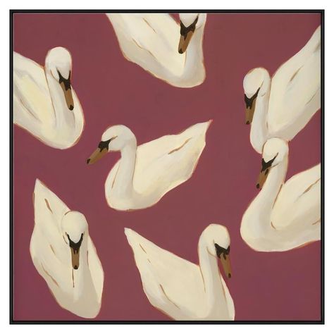 Seven Swans a Swimming 1 on Artfully Walls #swans #white #maroon #wildlife #birds #stellarspaces #styleithappy #dreamhome  #interiorlovers #designinspo #decorinspo #interiordecor #interiordesign  #artfullywalls #gallerywall #gallerywallinspo #artprints #stellarspaces #homeinspiration #styleithappy #interiorlovers #interiorstyling #styleithappy #artfullywalls #gallerywall #gallerywalldecor #gallerywallinspo #artprints #affordableart #affordableartprints #wheretobuyart Swan Illustration, Seven Swans, Swan Painting, Unique Framing, Eclectic Contemporary, Burgundy Background, Artfully Walls, Collage Vintage, Gallery Wall Decor