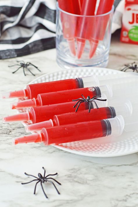 Syringe Jello Shot Recipes Black Jello Shots, Jello Shots In Syringes, Shots In Syringes, Jello Shot Syringes Recipe, Syringe Jello Shots, Rum Jello Shots, Candy Corn Jello Shots, Jello Shooters, Halloween Jello Shots