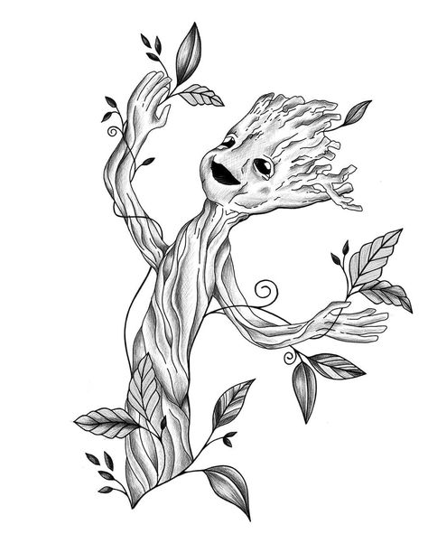 Guardians Of The Galaxy Tattoo Ideas, Guardian Of The Galaxy Tattoo, Rocket Tattoo Guardians Of The Galaxy, Groot Silhouette, I Am Groot Tattoo, Groot Tattoo Design, Groot Tattoo Ideas, Groot Sketch, Guardians Of The Galaxy Tattoo