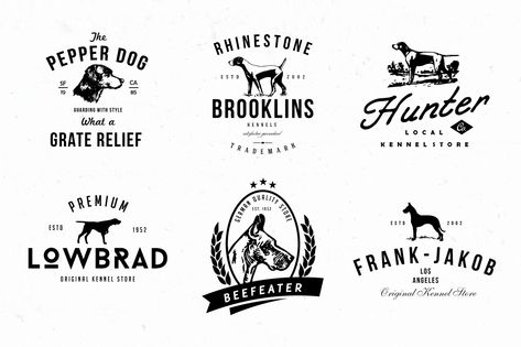 Dog Kennel Logo Badges by lovepower on Creative Market Kennel Logo, Dog Logo Design, Logo Animal, Best Dog Photos, 강아지 그림, Dog Branding, Dog Poster, Dog Logo, Badge Logo