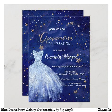 Quince Dress Blue, Under The Stars Quinceanera Theme, Prom Tickets, 15th Birthday Party Ideas, Quinceañera Invitation, 56th Birthday, Quince Invitations, Mexican Party Theme, Quinceanera Themes