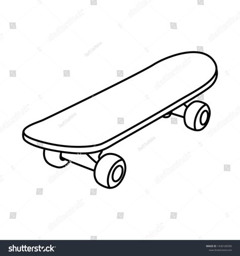 Skateboard Line Drawing, Skateboard Line Art, Cartoon Skateboard Drawing, Skateboard Doodle Art, Skateboard Sketch Drawing, How To Draw A Skateboard, Skateboard Art Draw, Skateboard Drawing Easy, Skater Art Drawing