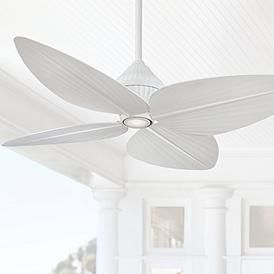 52" Minka Aire Gauguin White Outdoor LED Ceiling Fan with Wall Control Coastal Ceiling Fans, Beach Ceiling, Coastal Ceiling, Exterior Backyard, Celing Fan, Coastal Ceiling Fan, Porch Gazebo, Coastal Style Decorating, White Ceiling Fan