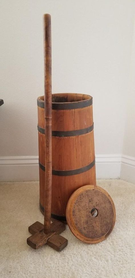 Butter Churner Vintage, Butter Churner, Antique Butter Churn, Butter Churns, Wood Butter, Wooden Kitchenware, Butter Churn, Wood Things, Vintage Kitchen Utensils