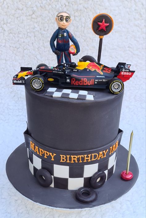 Red Bull Racing Cake, Racing Theme Cake, Pastel F1, Red Bull Cake, Racing Car Cake, F1 Birthday, Felix Birthday, Happy Birthday Jan, Racing Cake