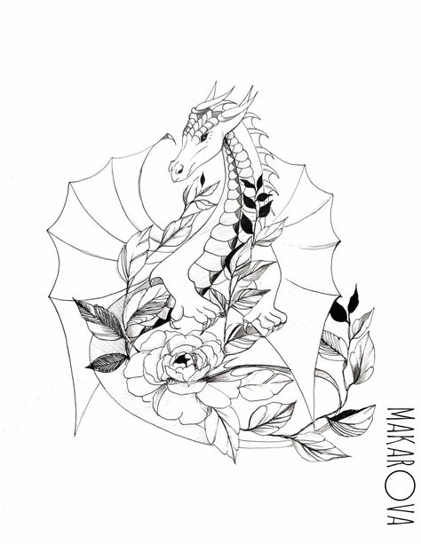 Earth Dragon Tattoo, Sketch For Tattoo, Earth Dragon, Dragon Tattoo Ideas, Flowers Sketch, Dragon Tattoo For Women, Mini Tattoo, Sketch Tattoo, Dragon Girl