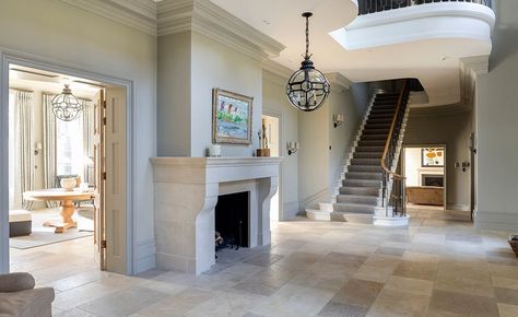 Farmhouse Conversion, Modern Georgian Interiors, Stair Paneling, Modern Georgian, Oak Staircase, Bespoke Staircases, Staircase Designs, Concrete Staircase, Georgian Interiors