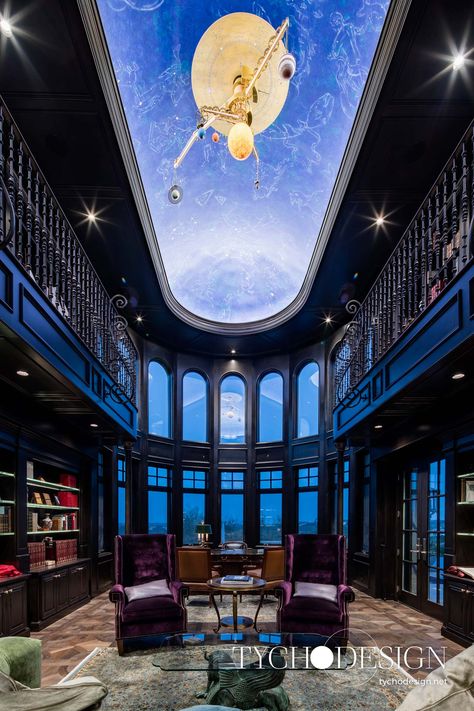 Astronomical clock and orrery in office All-nighter Aesthetic, Astronomical Clock, Room Illustration, Astronomical Observatory, Inner Sanctum, Video Game Decor, Library Aesthetic, Game Rooms, Hotel Project