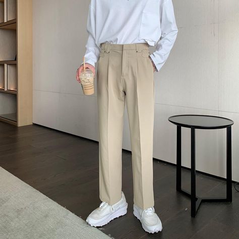 Harajuku 90s, Korean Pants, Spring Outfits For School, 2000s Clothes, Men Stylish Dress, Suit Pants, Type Of Pants, Dress Suits, Basic Style