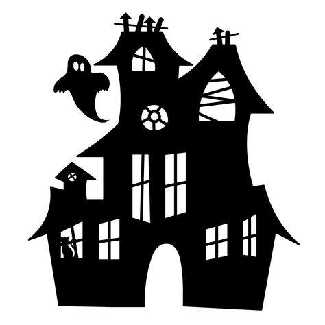 Haunted House Svg, Paper Clouds, Scary Houses, House Silhouette, Papercraft Ideas, House Template, Halloween Clips, Haunted Castle, Cloud Design