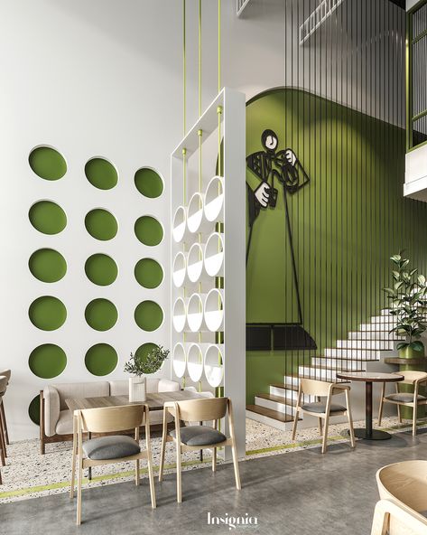 Behance'te TEA LEAVES IN AL-QASSIM Green Coffee Shop Interiors, Green Restaurant Interior Design, Cafe Restaurant Concept, Tea Store Design, Matcha Bar, Coffee Cafe Interior, Matcha Shop, Insignia Design, New Cairo