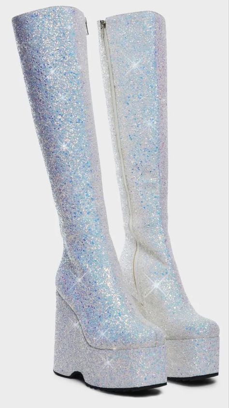 Glittery Boots, Disco Shoes, Abbey Bominable, Cute Shoes Heels, Glitter Boots, Fancy Shoes, Girly Shoes, Shoe Inspo, Glam Dresses