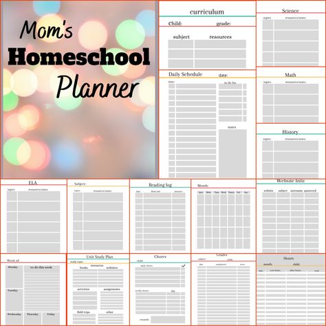 Homeschool planner for busy mom's to stay organized. Includes calendar, chore chart, reading logs, hours log, grading sheet, and more Homeschool Hours Log, Grading Sheet, Homeschooling Printables, Homeschool Daily Schedule, Mom Planner, Reading Logs, Science Topics, Homeschool Planner, Homeschool Printables