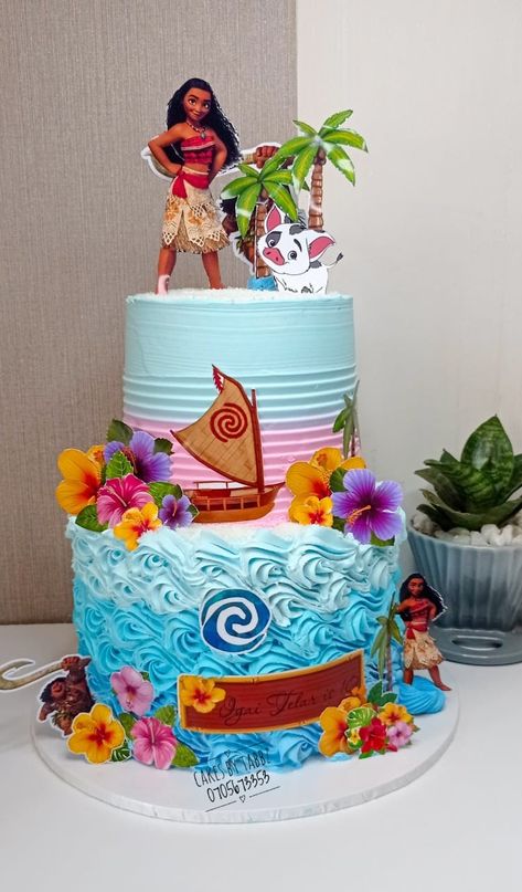 Birthday Cake Moana, Moana Themed Birthday Cake, Moana Birthday Party Ideas Cake, Moana Cake Ideas, Moana Themed Cake, Moana Cake Design, Moana Theme Cake, Moana Cakes, Moana Birthday Cake