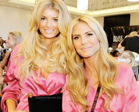 marisa miller and heidi klum Marissa Miller, Heidi Klum Hair, Heidi Klum Style, Bombshell Makeup, Micro Link, Global Hair, Clip In Hair Extension, Hair Extension Brands, Brooklyn Decker