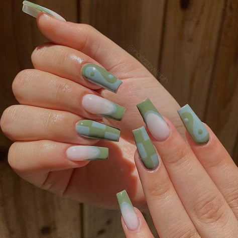 Sage Green Nails, Ballerina Acrylic Nails, Halloween Acrylic Nails, Green Nail Designs, Her Nails, Ballerina Nails, Fire Nails, Pretty Acrylic Nails, Short Acrylic Nails