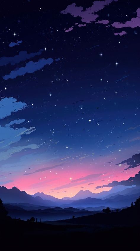 Anime Background Iphone, Galaxies Drawing, Anime Sky Wallpaper, Iphone Sunset Wallpaper, Iphone Wallpaper Galaxy, Sunset Wallpaper Iphone, Landscape Simple, Midnight Color, Wallpaper Galaxy