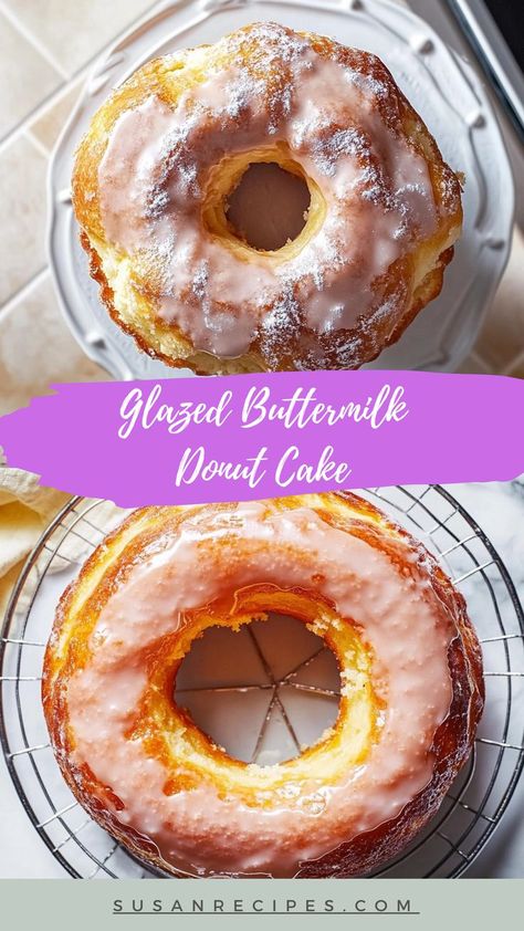 Every bite of this glazed buttermilk donut cake is a perfect balance of sweetness and fluffiness—an absolute treat! 🧁💖 #DonutCakeMagic #GlazedGoodness #FluffyDelight #CakePerfection #SweetBites #ButtermilkCake #IndulgentDesserts #DessertLovers #BakedDelight #CakesOfInstagram 🧁💖 Buttermilk Donut Cake, Buttermilk Donuts, Baked Cake, Donut Cake, Cake Filling, Magic Cake, Family Breakfast, Special Desserts, Cake Fillings