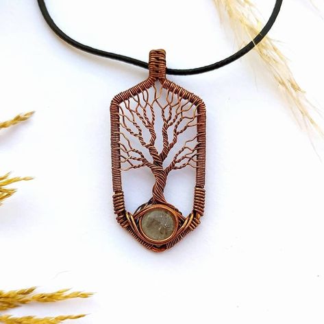 Lord Of The Rings Jewelry Diy, Copper Wire Jewelry, Unique Pendant Necklace, Wire Jewelry Designs, Wrapped Necklace, Wire Necklace, Wire Pendant, Handmade Jewelry Designs, Tree Of Life Pendant