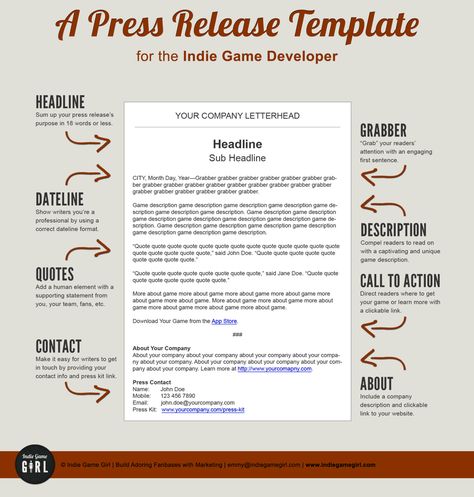 Press Release Design Layout, Public Relations Quotes, Public Relations Career, Press Release Example, Press Release Template, Public Relations Strategy, Pr Strategy, Indie Game Development, Corporate Communication