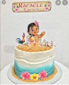 Mohana Cake, Moana Cake Design, Moana Theme Cake, Moana Birthday Decorations, Moana Party Decorations, Moana Birthday Cake, Moana Birthday Party Theme, Moana Theme Birthday, Festa Moana Baby