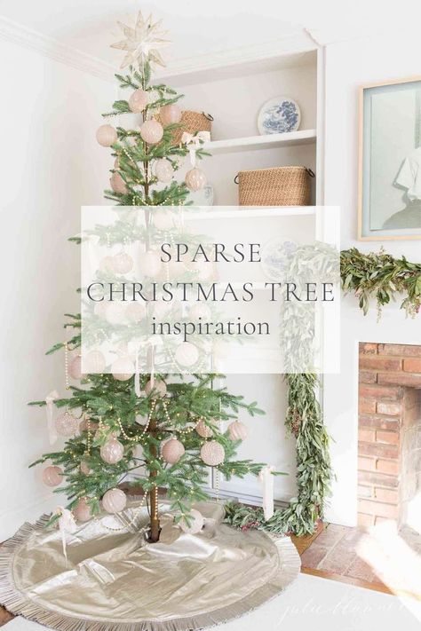 Learn all about our slender, sparse Christmas tree that nestles into any space with ease. This pre-lit tree offers a magical glow and makes decorating a breeze! Airy Christmas Tree, Sparse Christmas Tree Ideas, Sparse Christmas Tree, Alpine Tree, Slim Christmas Tree, Julie Blanner, Prelit Tree, Christmas Punch, Pre Lit Christmas Tree