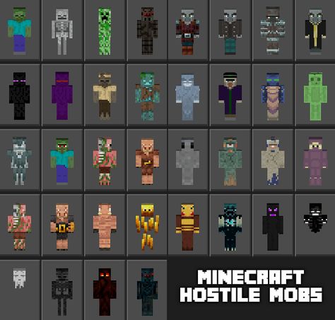 Minecraft Hostile Mobs Minecraft Dome, Mobs Minecraft, Skin For Minecraft, Minecraft Zombie, Skin Pack, All Minecraft, Minecraft Mobs, Combat Armor, Game Mechanics