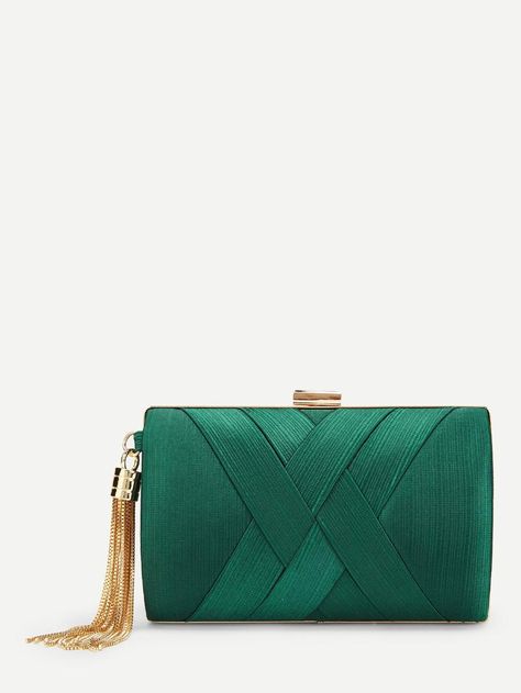 Shop Satin Woven Clutch Bag online. SheIn offers Satin Woven Clutch Bag & more to fit your fashionable needs. Hand Bags Ideas, Trending Bags, Woven Clutch, Bags Ideas, Designer Clutch Bags, Green Handbag, Bollywood Jewelry, Ladies Clutch, Crocodile Leather