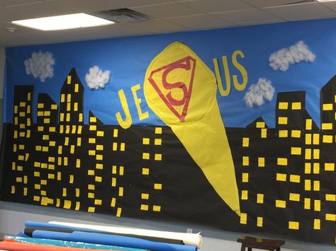 Superhero Vbs Decorations, Super Hero Crafts, Vbs Superhero Theme, Hero Central Vbs, Arts And Craft Ideas, Superhero Vbs, Fathers Day Ideas, Hero Crafts, Bible Heroes