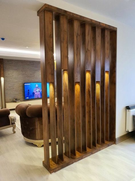 Partition Design Living Rooms Division, Mid Century Modern Room Dividers, Wall Cladding Interior, Wall Partition Design, Building A Kitchen, Tv Unit Interior Design, House Interior Design Styles, Plants Pots, House Balcony Design