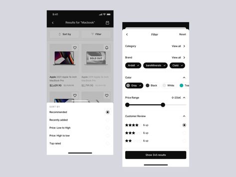 E-Commerce Filters 🛍 by Diana Palavandishvili for Fintory on Dribbble E Commerce App, Ux Design Mobile, Smartphone Design, Ux Design Process, App Filter, Filters App, Filter Design, Mobile Shop, App Ui Design