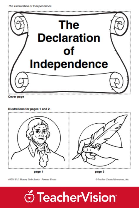 Declaration Of Independence Craft, Declaration Of Independence For Kids, Declaration Of Independence Activities, History Notebook Cover, Fourth Of July Art, Social Studies Printables, History Notebook, American History Timeline, July Art