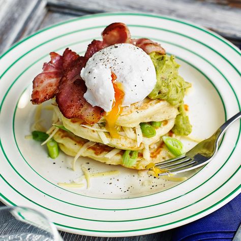 Pancakes With Bacon, Bacon Eggs Breakfast, Best Pancake Recipe, Pancakes And Bacon, American Pancakes, Bacon And Eggs, Savory Pancakes, Pancake Day, Bacon Egg