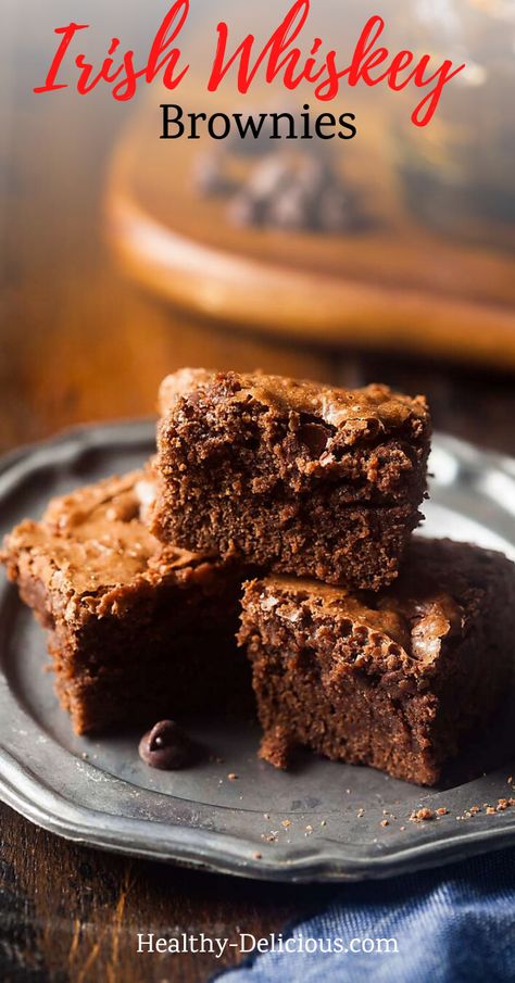 Bourbon Brownies Recipes, Whiskey Brownies, Whiskey Desserts, Fudgy Homemade Brownies, Bourbon Brownies, Healthy Protein Desserts, Brownies From Scratch, Bourbon Recipes, Baked Granola