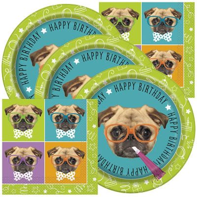 Pug Birthday Party, Party Plates And Napkins, Pug Party, Pug Birthday, Birthday Party Plates, Happy Birth, Dog Party, 6th Birthday Parties, Pug Love