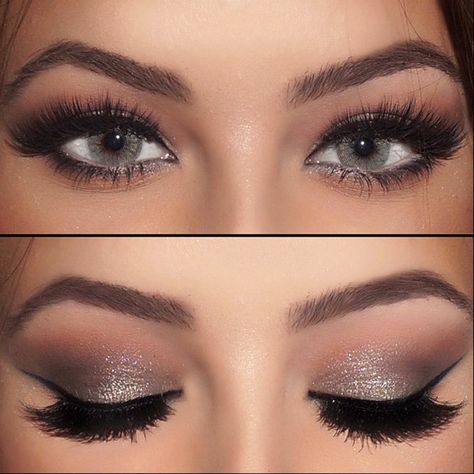 Grey Eye Makeup, Eyeliner Hacks, Kajal Eyeliner, Magical Makeup, Makijaż Smokey Eye, Gray Eyes, Smokey Eyes, Makeup Goals, Wedding Hair And Makeup