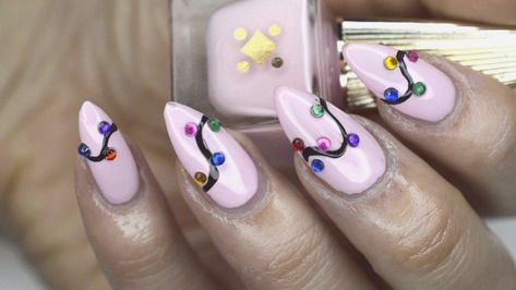 Easy and fun gem stone nail art by deco miami using vegan and cruelty-free polish don\'t call me baby girl as the base. Birthday Nail Art, Fingernails Painted, Call Me Baby, Stone Nail Art, Nail Art For Beginners, Light Nails, Christmas Nails Easy, White Acrylic Nails, Nail Polish Art