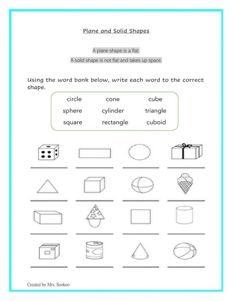 Plane Shapes, Place Value Worksheets, Math Interactive, Shape Names, Triangle Square, Solid Shapes, Word Bank, Telling Time, School Subjects