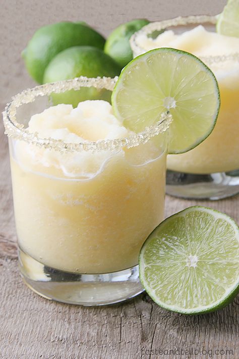 Virgin Frozen Margaritas from www.tasteandtellblog.com Summer Drinks Alcohol Recipes, Summer Drinks Nonalcoholic, Taste And Tell, Easy Alcoholic Drinks, Summer Drinks Alcohol, Frozen Margaritas, Summer Drink Recipes, Non Alcoholic Cocktails, Alcoholic Cocktails