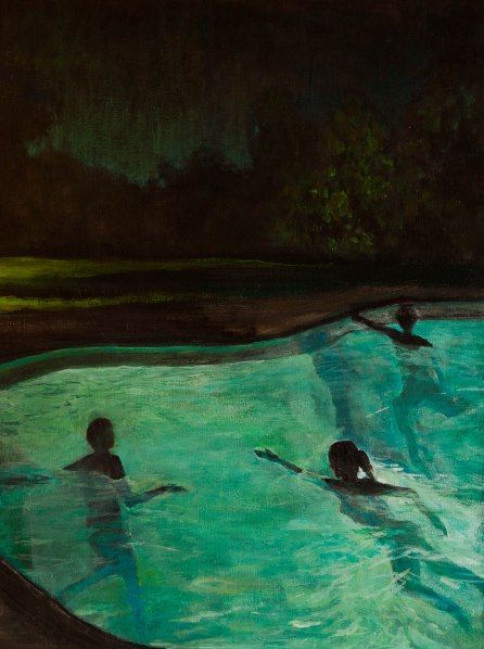 John DeFeo Nightswimming 1 Painting Figurative Night Swim Art Skinnydip Pool Ocean Light, Night Swimming, Painting Inspo, Arte Sketchbook, Wow Art, Night Painting, Okinawa, Pretty Art, 그림 그리기