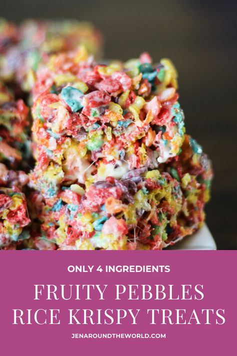 Fruity Pebbles Rice Crispy Treats, Fruity Pebbles Treats, Fruity Pebble, Pebbles Cereal, Krispie Treats Recipe, Krispy Treats, Cereal Treats, Rice Krispy, Rice Crispy Treats