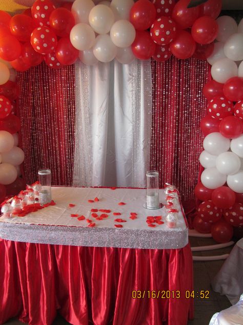 RED AND WHITE backdrop, interested, check us out on FaceBook @ NYC balloon squad Red And White Theme Birthday Party, Red White Birthday Decoration, White And Red Birthday Decoration, White And Red Party Decorations, White And Red Party Theme, Red White Balloon Decorations, Red Backdrop Ideas, Red And White Decorations Party, Red And Silver Birthday Decorations