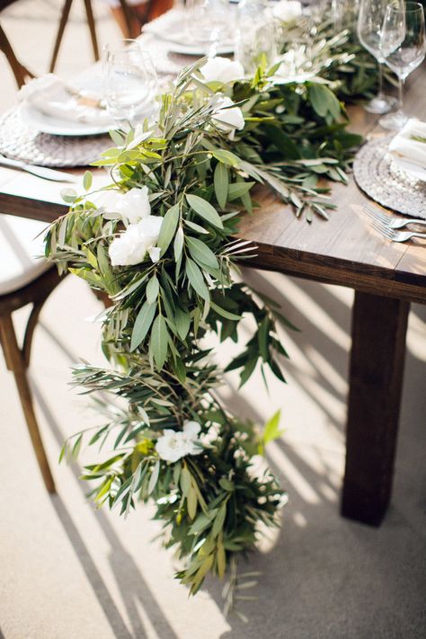 Olive Branch Garland, Olive Branch Wedding, Olive Wedding, Table Garland, Flowers And Greenery, Olive Branches, Wedding Table Flowers, Table Runners Wedding, Garland Wedding