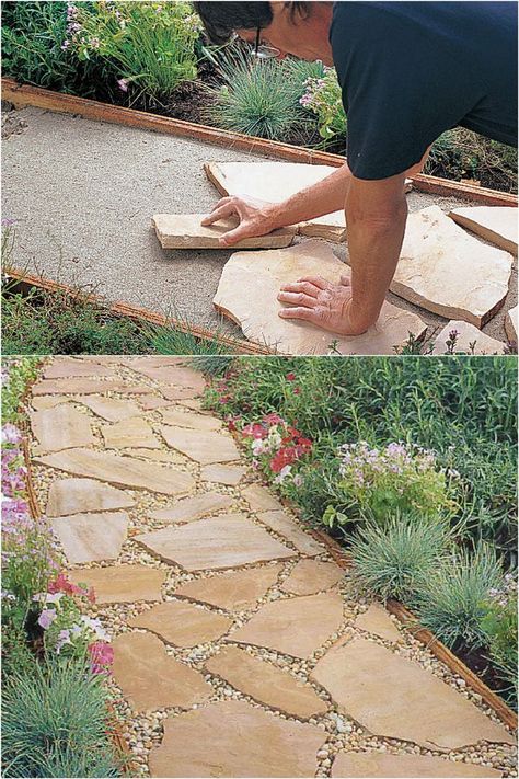 Wood Pavers, Backyard Walkways, Mulch Garden, Backyard Homestead, Garden Path Ideas, Diy Garden Patio, Backyard Walkway, Taman Diy, Rainbow Diy