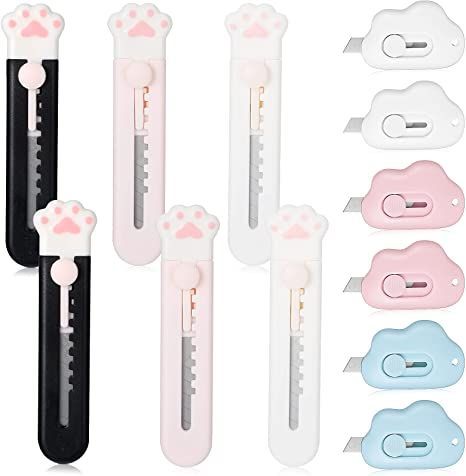 Smile Decor, Drawing Desk, Cute School Stationary, Pretty Knives, Pink Paws, Hello Kitty Backgrounds, Stationary School, Cat Box, Cloud Shapes