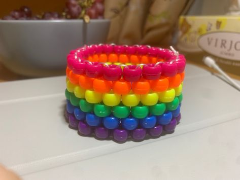 Rainbow Kandi Cuff, Festival Kandi, Kandi Kids, Rave Kandi Ideas, Kandi Jewelry, Rainbow Kandi, Kandi Beads, Rave Kandi, Girly Bracelets