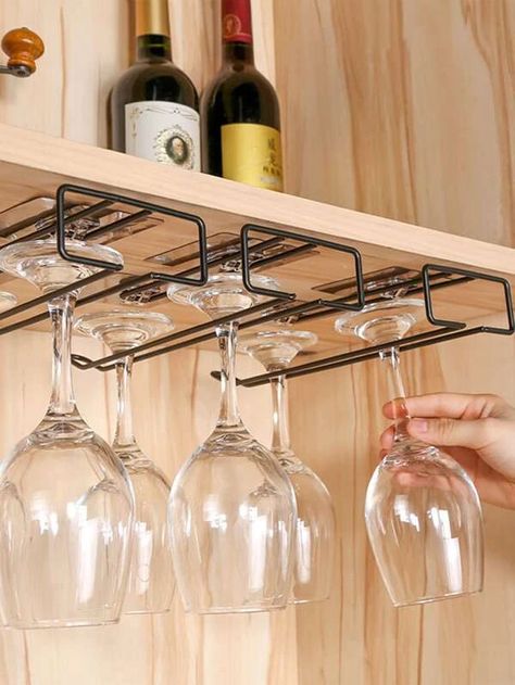 1pc Cabinet Hanging Goblet Rack | SHEIN USA Wine Rack Glass Holder, Hanging Wine Glass Rack, Iron Wine Rack, Hanging Wine Rack, Stemware Rack, Cabinet Glass, Wine Glass Rack, Hanging Bar, Glass Rack