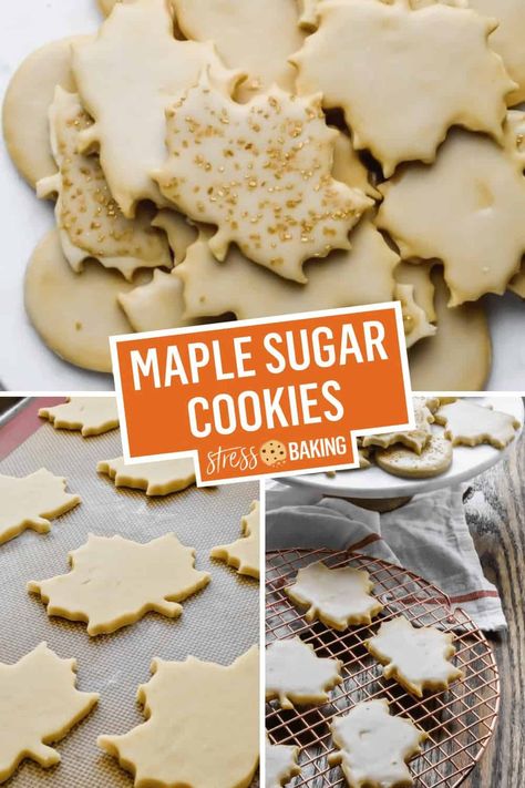 Maple Cutout Cookies, Maple Iced Cookies, Fall Cut Out Cookies, Christmas Receipts, Maple Sugar Cookies, Syrup Cookies, Halloween Cookies Recipes, Maple Syrup Cookies, Autumn Cookies